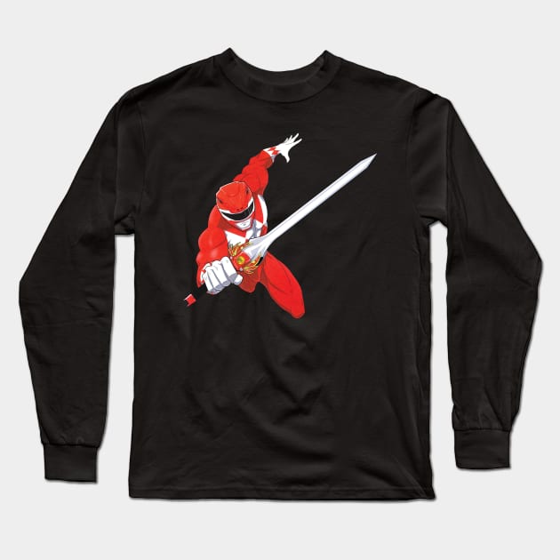 Red Mighty Morphin Power Ranger Long Sleeve T-Shirt by CoolDojoBro